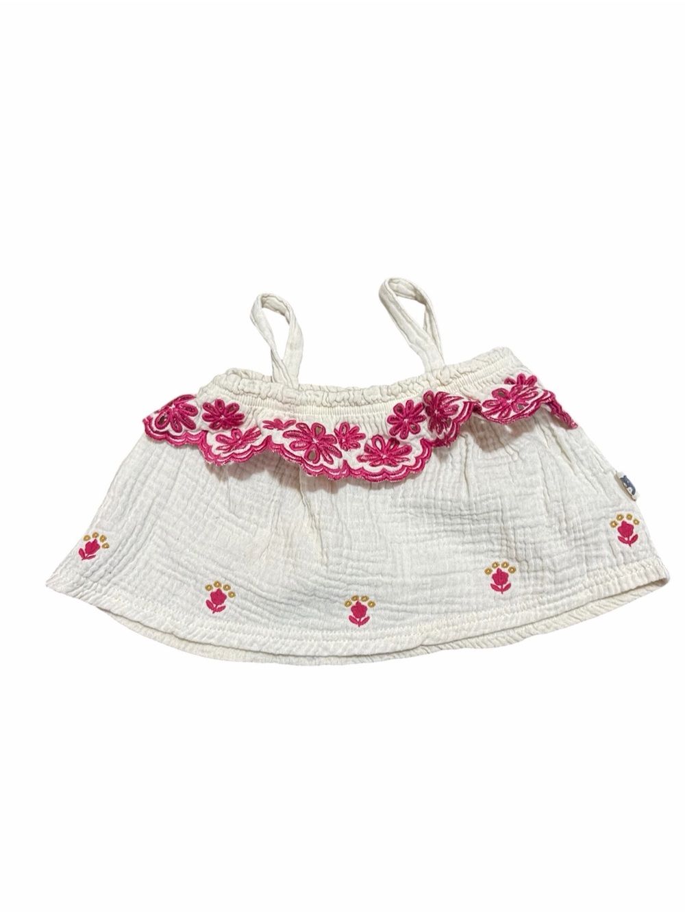 Rabbit + Bear Girls Crop Top Size 2T Floral Embroidered Great Condition!